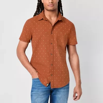 mutual weave Mens Short Sleeve Regular Fit Button-Down Shirt