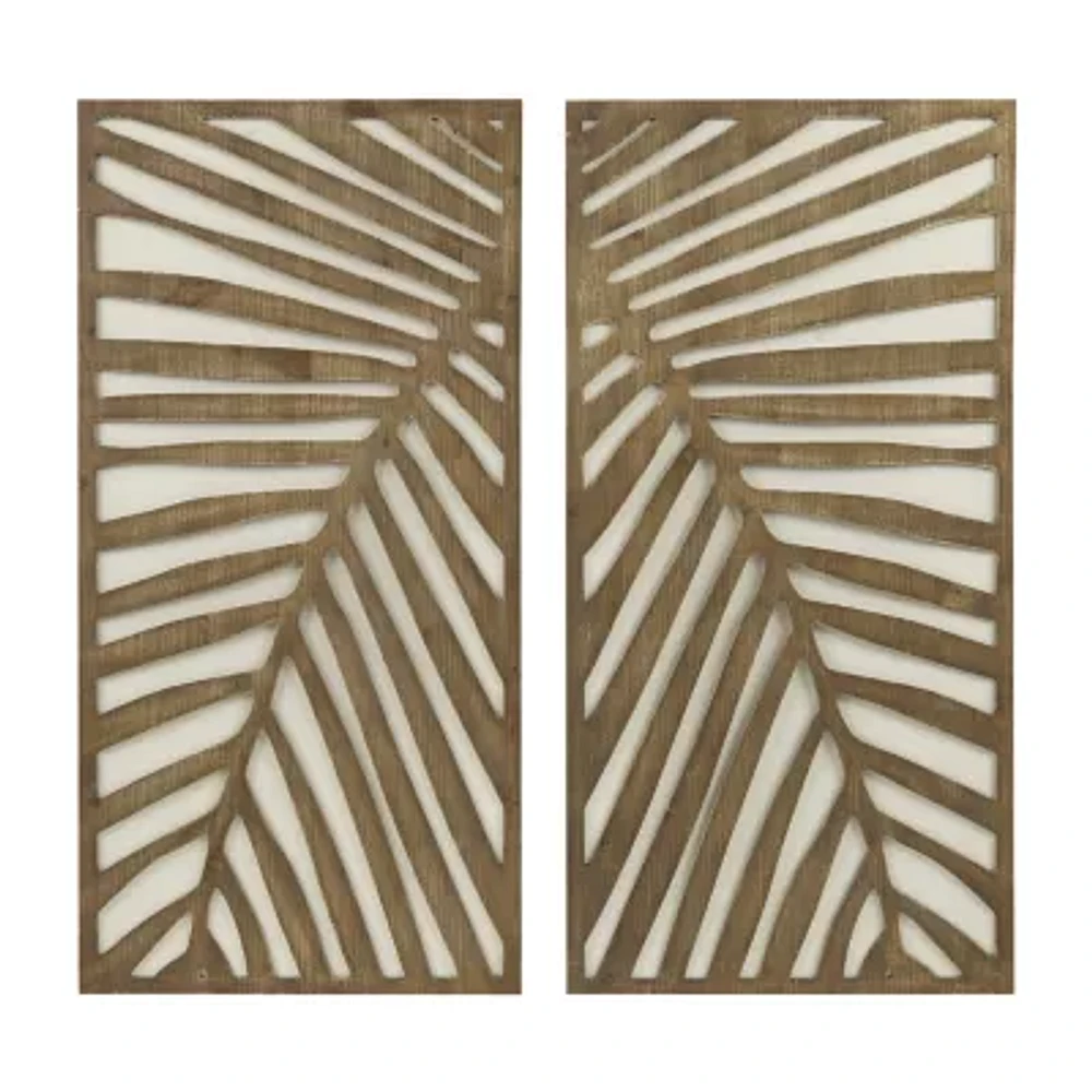 Madison Park Birch Palms Two-Tone Wood Panel 2-pc. Wall Art Set