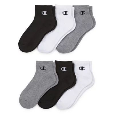 Champion 6 Pair Quarter Ankle Socks Boys