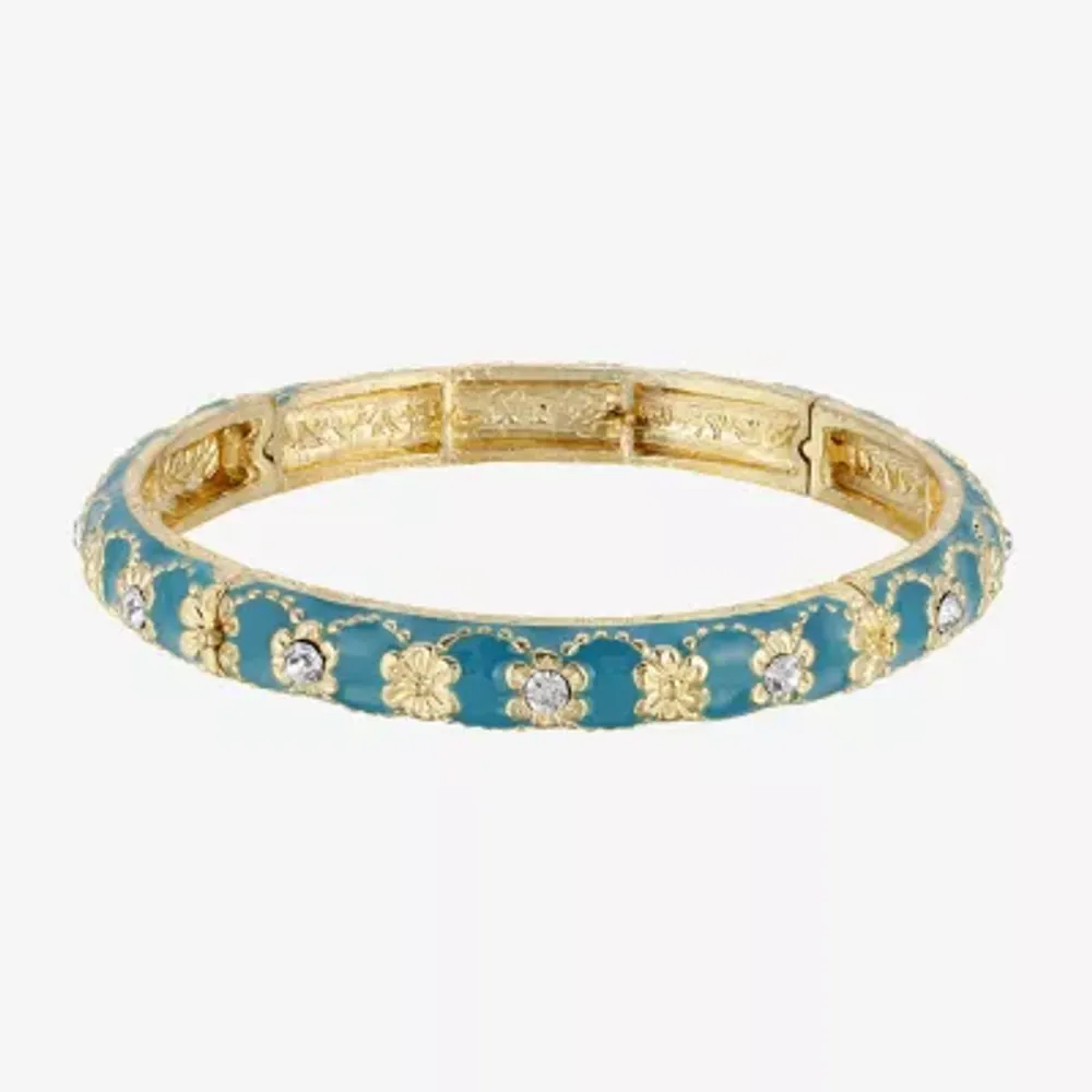 1928 Gold Tone Womens Crystal Stretch Bracelet