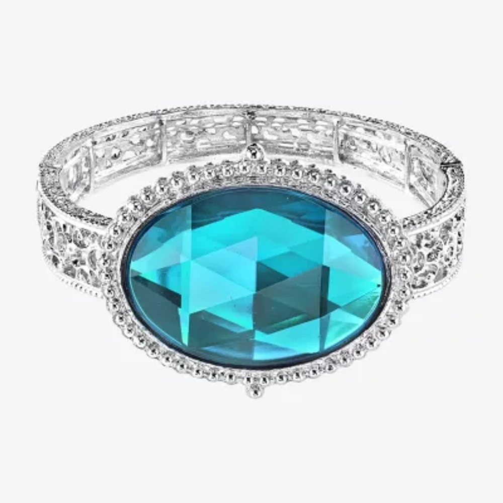 1928 Silver Tone Womens Blue Stretch Bracelet