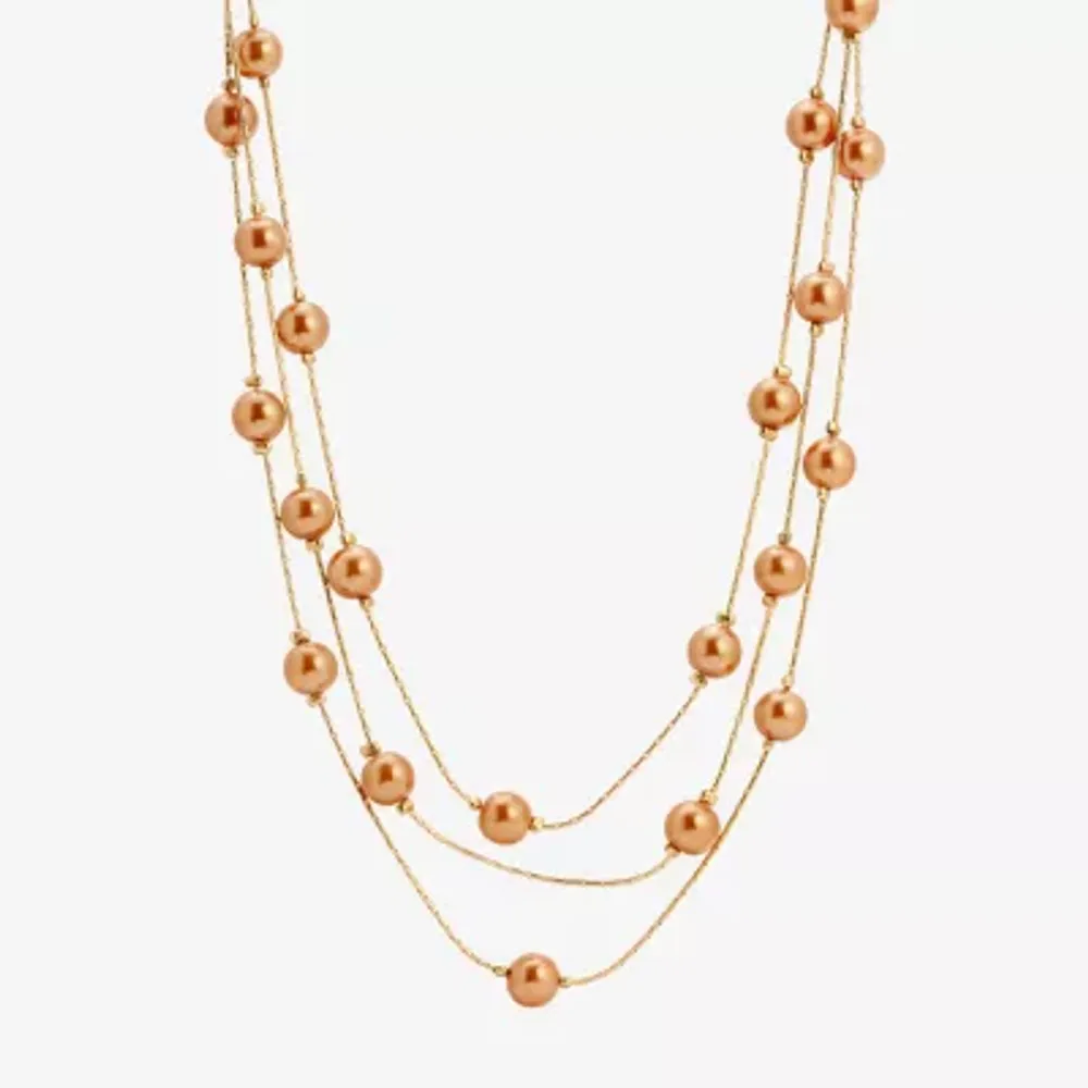 1928 Gold-Tone Womens Brown 16 Inch Strand Necklace