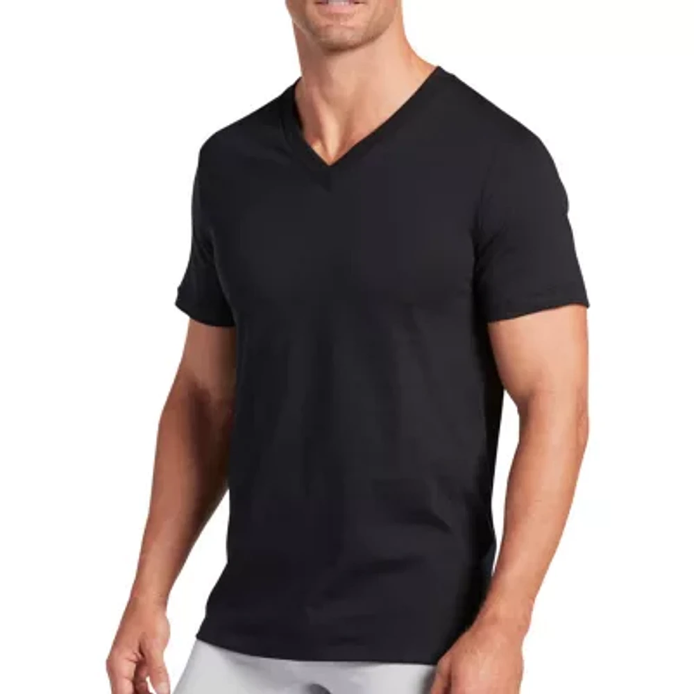 Jockey Classics Mens 3 Pack Short Sleeve V Neck Moisture Wicking T-Shirt
