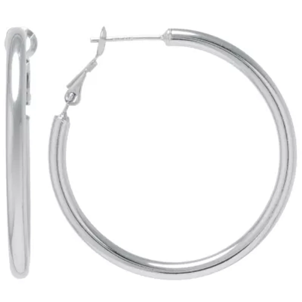 Silver Reflections Womens Hoop Earrings