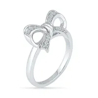 Womens 1/10 CT. T.W. Natural White Diamond Sterling Silver Cocktail Ring