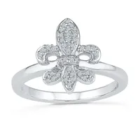 Womens 1/6 CT. T.W. Natural White Diamond Sterling Silver Cocktail Ring