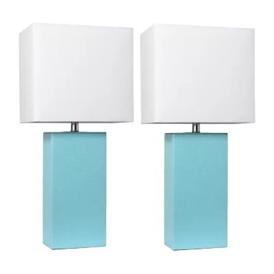 Elegant Designs 2 PK Modern Leather Table Lamps