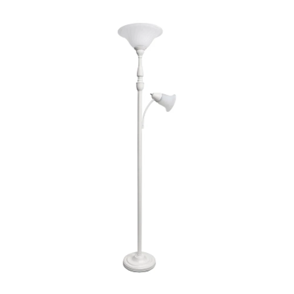 2 Light Floor Lamp with Marbled Glass Shades