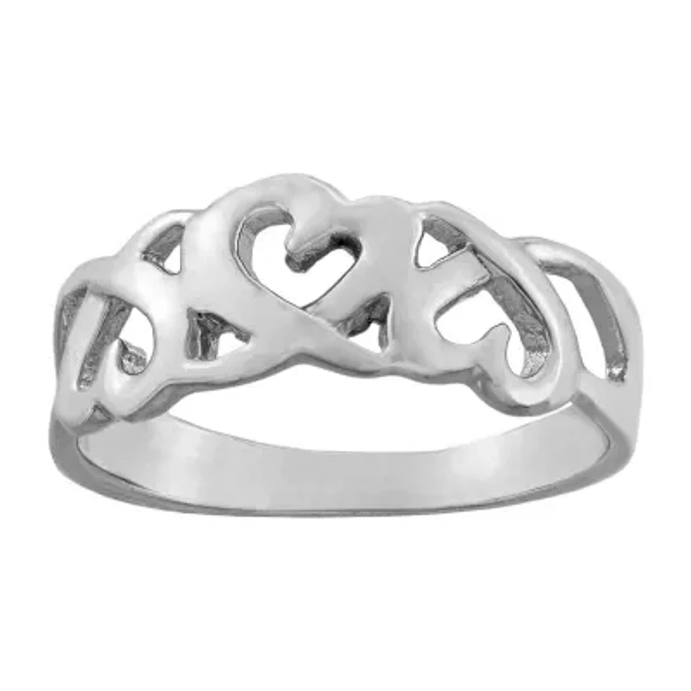 Silver Treasures Womens Sterling Heart Band