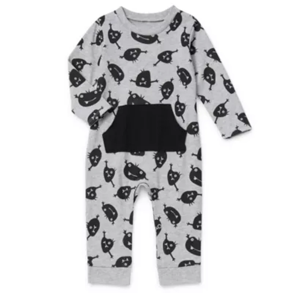 Okie Dokie Baby Boys Crew Neck Long Sleeve Jumpsuit