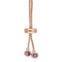 Womens Genuine Purple Amethyst Sterling Silver Bolo Bracelet