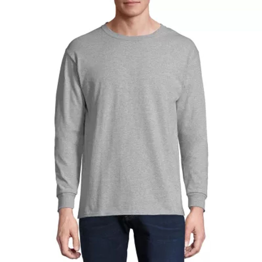 Hanes Mens Crew Neck Long Sleeve Active T-Shirt