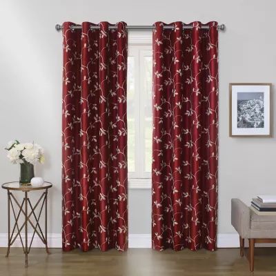 Max Blackout Mystique Grommet Top Embroidered 100% Single Curtain Panel