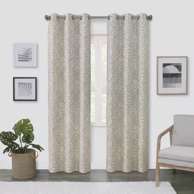 Regal Home Surfaces Ikat Scroll Grommet Top Light-Filtering Single Curtain Panel