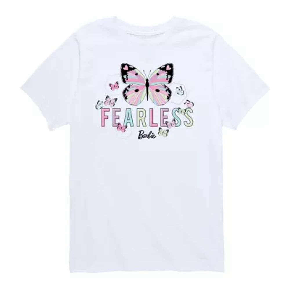 Little & Big Kid Girls Crew Neck Short Sleeve Regular Fit Barbie Graphic T-Shirt