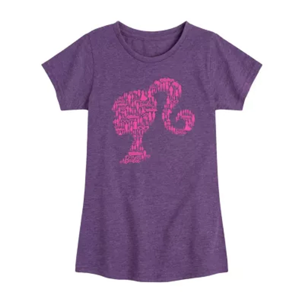 Little & Big Kid Girls Crew Neck Short Sleeve Regular Fit Barbie Graphic T-Shirt
