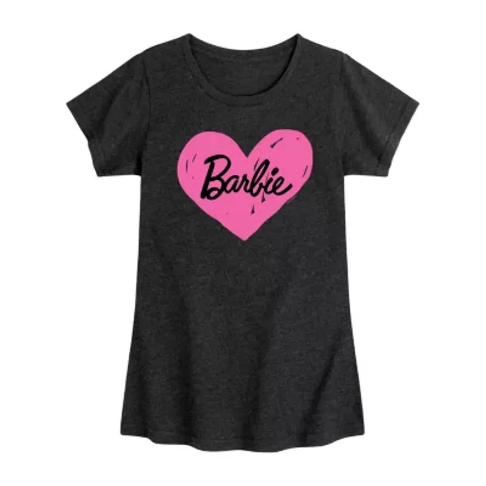 Little & Big Kid Girls Crew Neck Short Sleeve Regular Fit Barbie Graphic T-Shirt