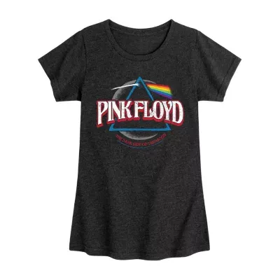 Little & Big Kid Girls Crew Neck Short Sleeve Regular Fit Pink Floyd Graphic T-Shirt