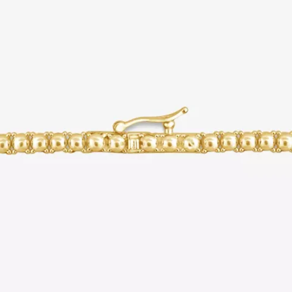 Mens White Diamond 10K Gold 24 Inch Tennis Necklace