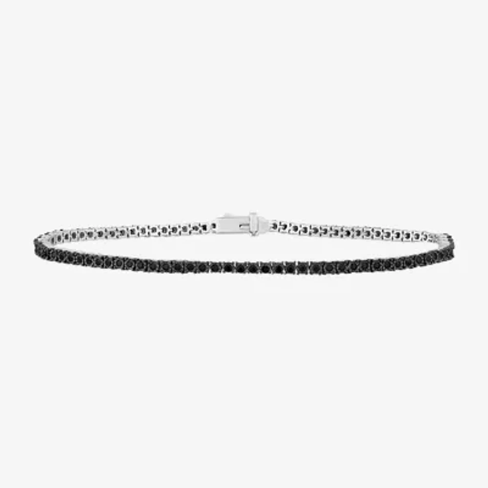 Mens 1 CT. T.W. Natural Black Diamond 10K White Gold 8 1/2 Inch Tennis Bracelet