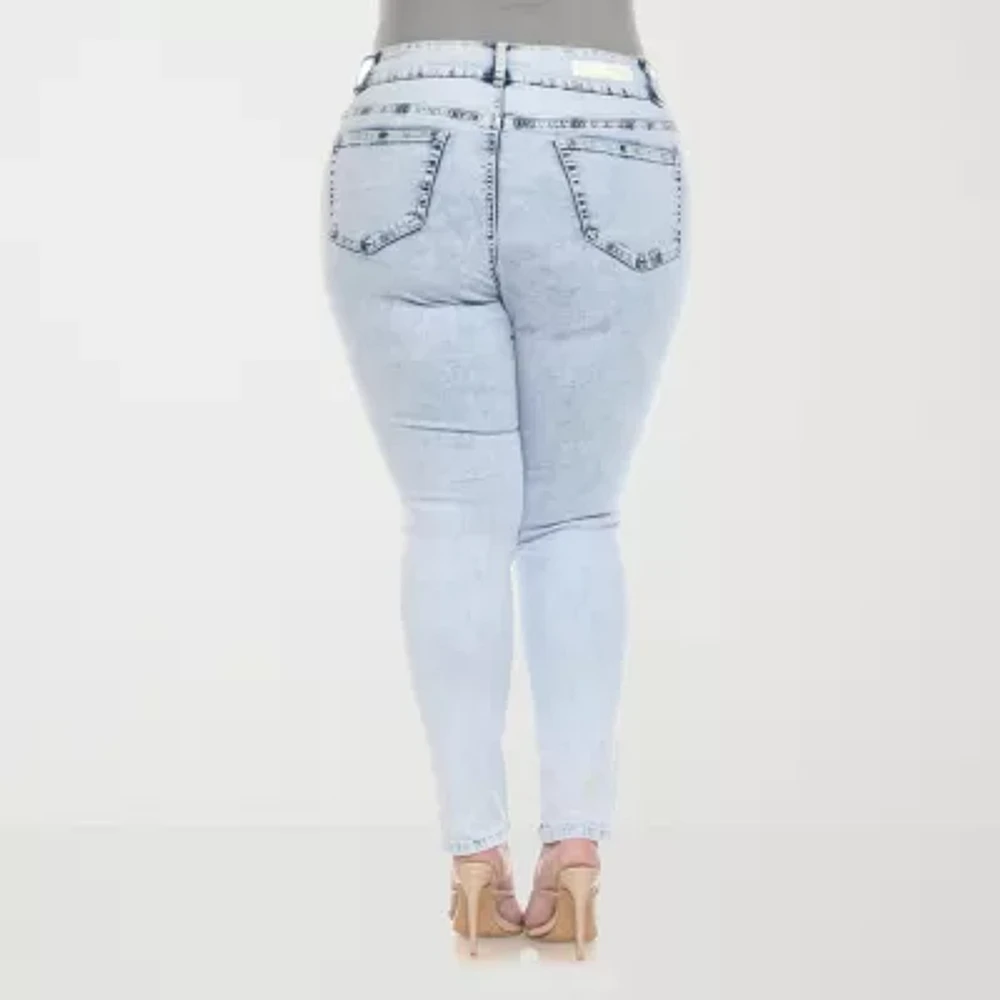 White Mark - Plus Stretch Fabric Womens Mid Rise Skinny Fit Jean