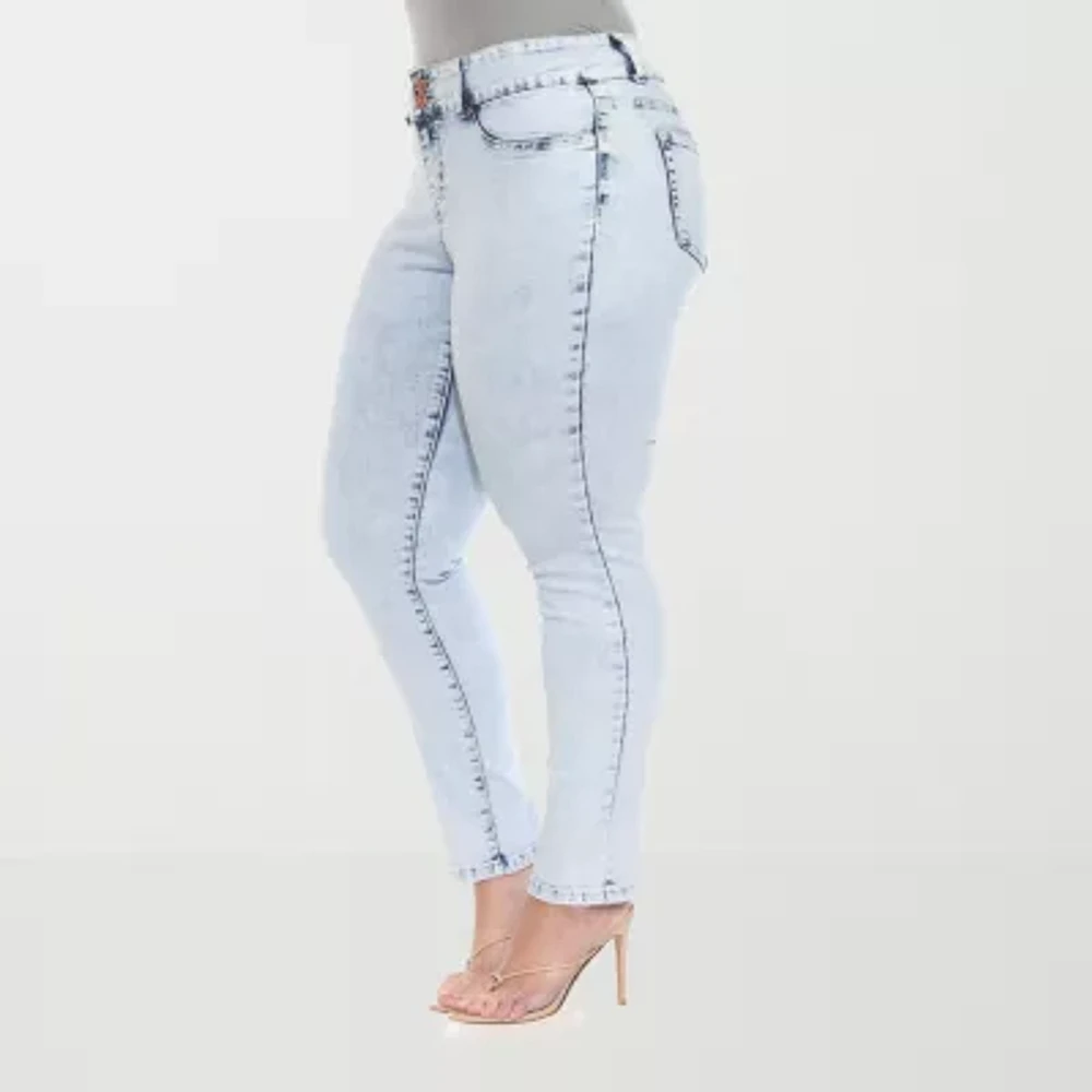 White Mark - Plus Stretch Fabric Womens Mid Rise Skinny Fit Jean