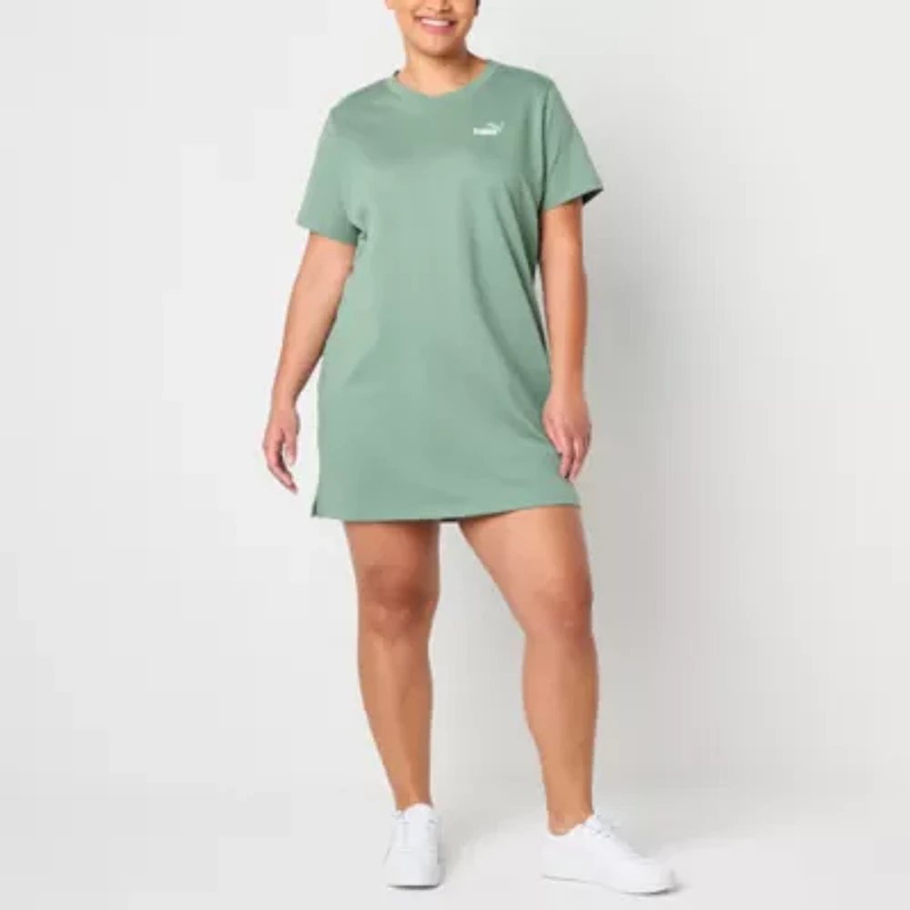 PUMA Womens Short Sleeve T-Shirt Dress Plus