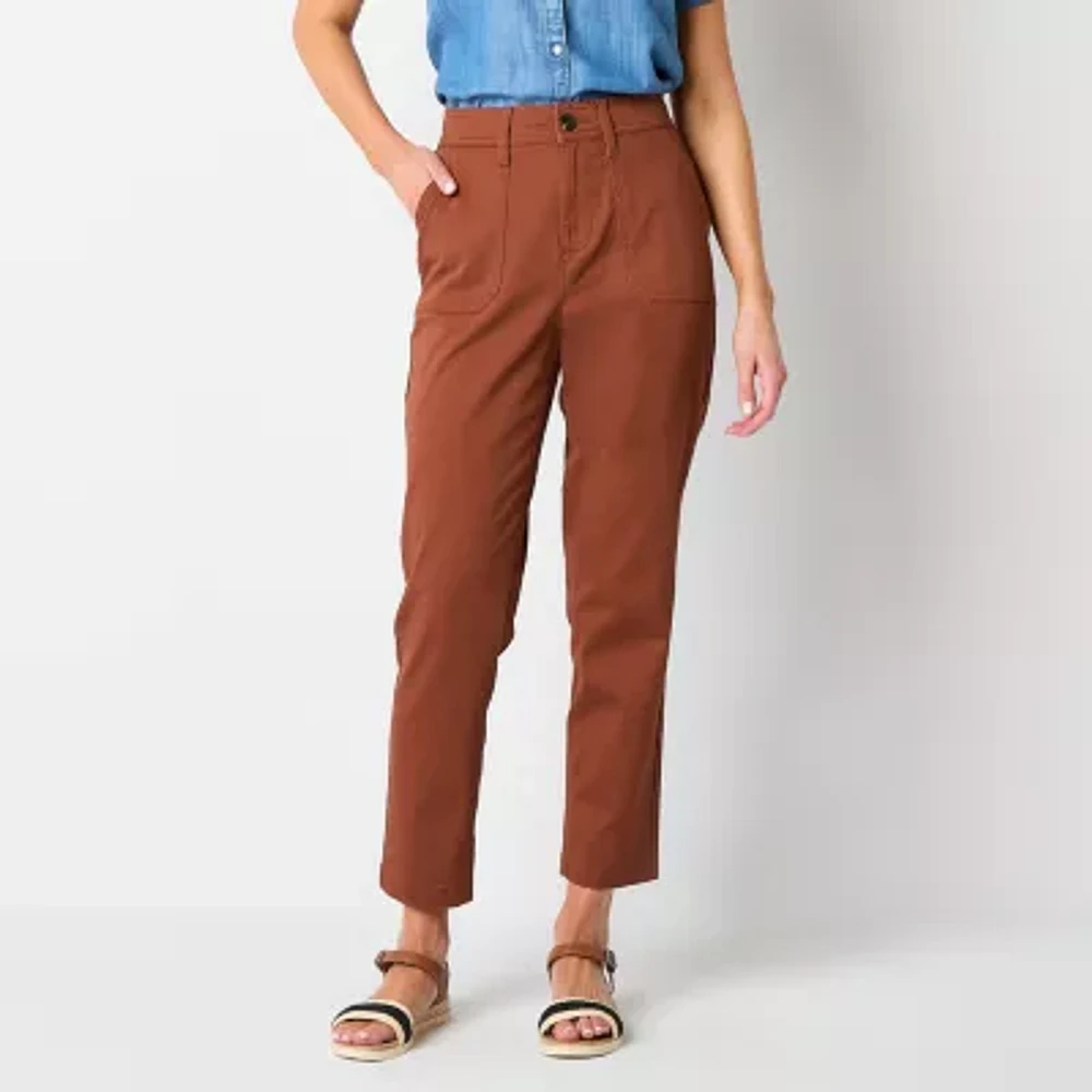 St. John's Bay Womens Slim Regular Fit Tall Flat Front Pant