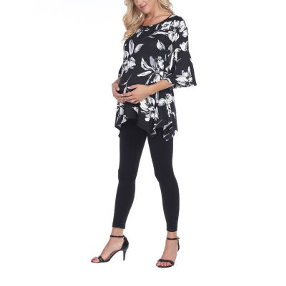 White Mark Plus Maternity Roche Womens Scoop Neck 3/4 Sleeve Tunic Top