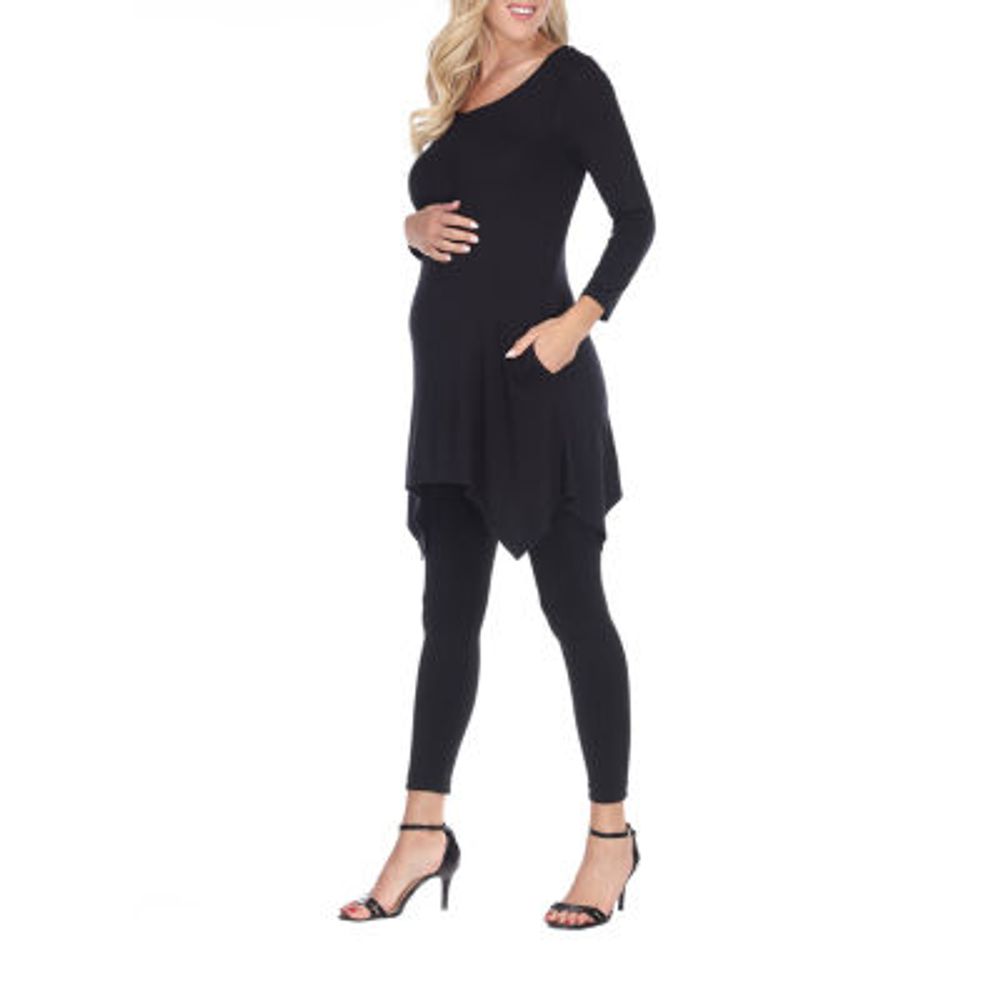White Mark Maternity Kayla Womens Scoop Neck 3/4 Sleeve Tunic Top
