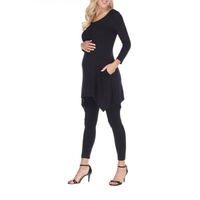 White Mark Maternity Kayla Womens Scoop Neck 3/4 Sleeve Tunic Top