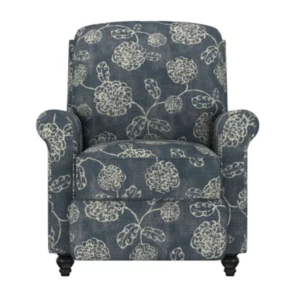 ProLounger Keaton Transitional Roll-Arm Push Back Recliner Floral Fabric