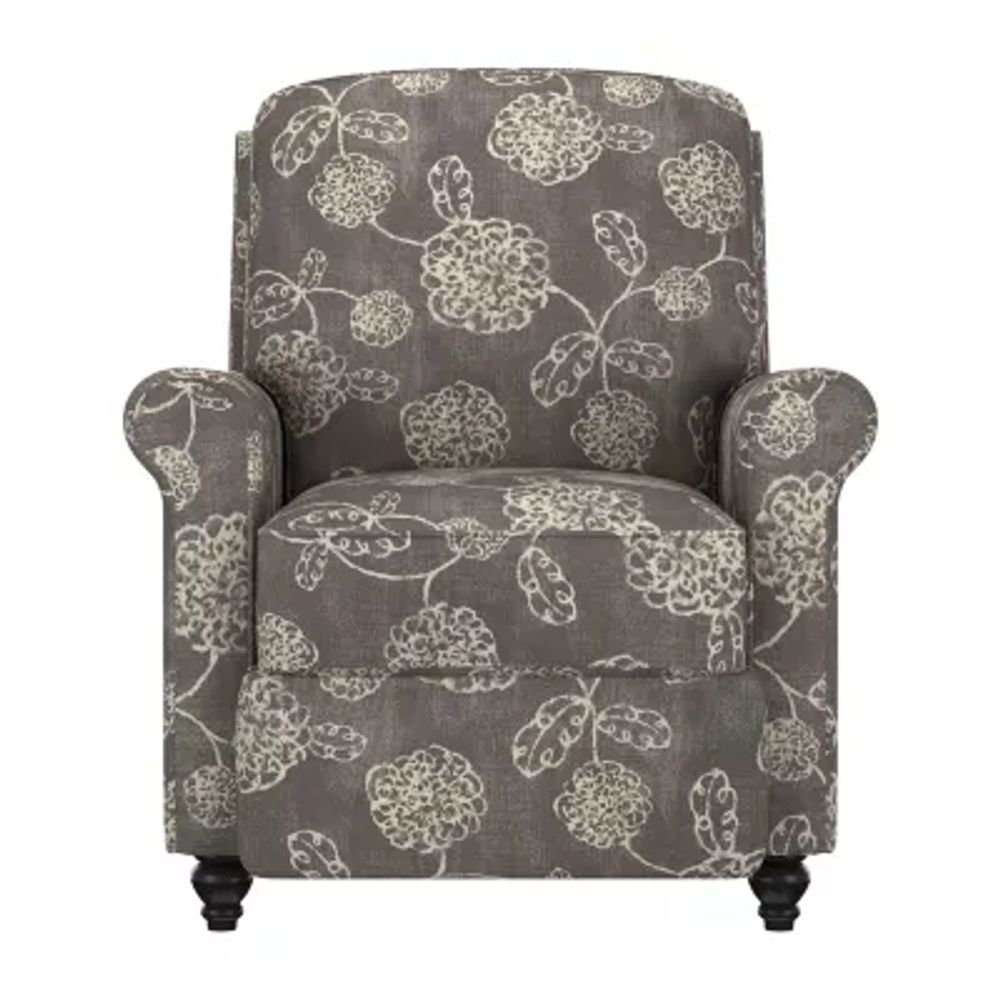 ProLounger Keaton Transitional Roll-Arm Push Back Recliner Floral Fabric