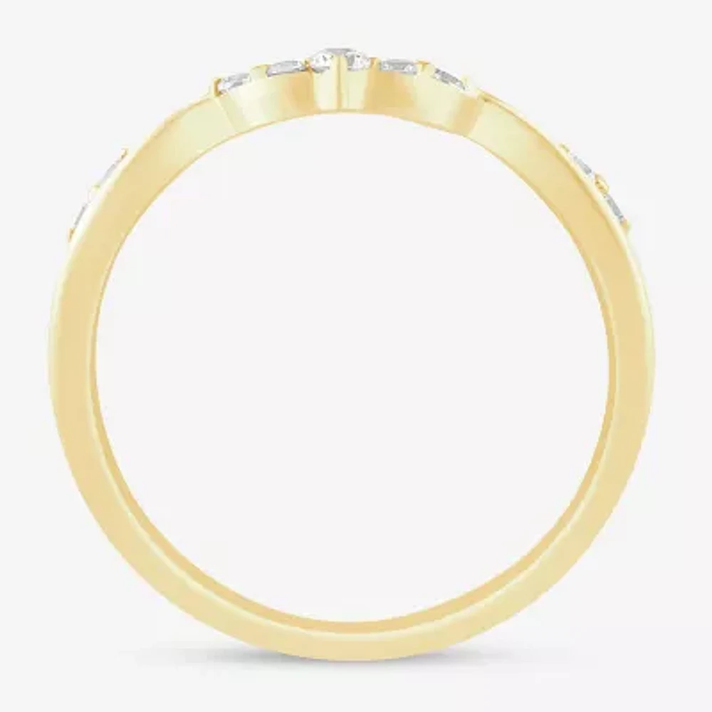 (I / Si2) Womens 1/6 CT. T.W. Lab Grown White Diamond 10K Gold Wedding Band