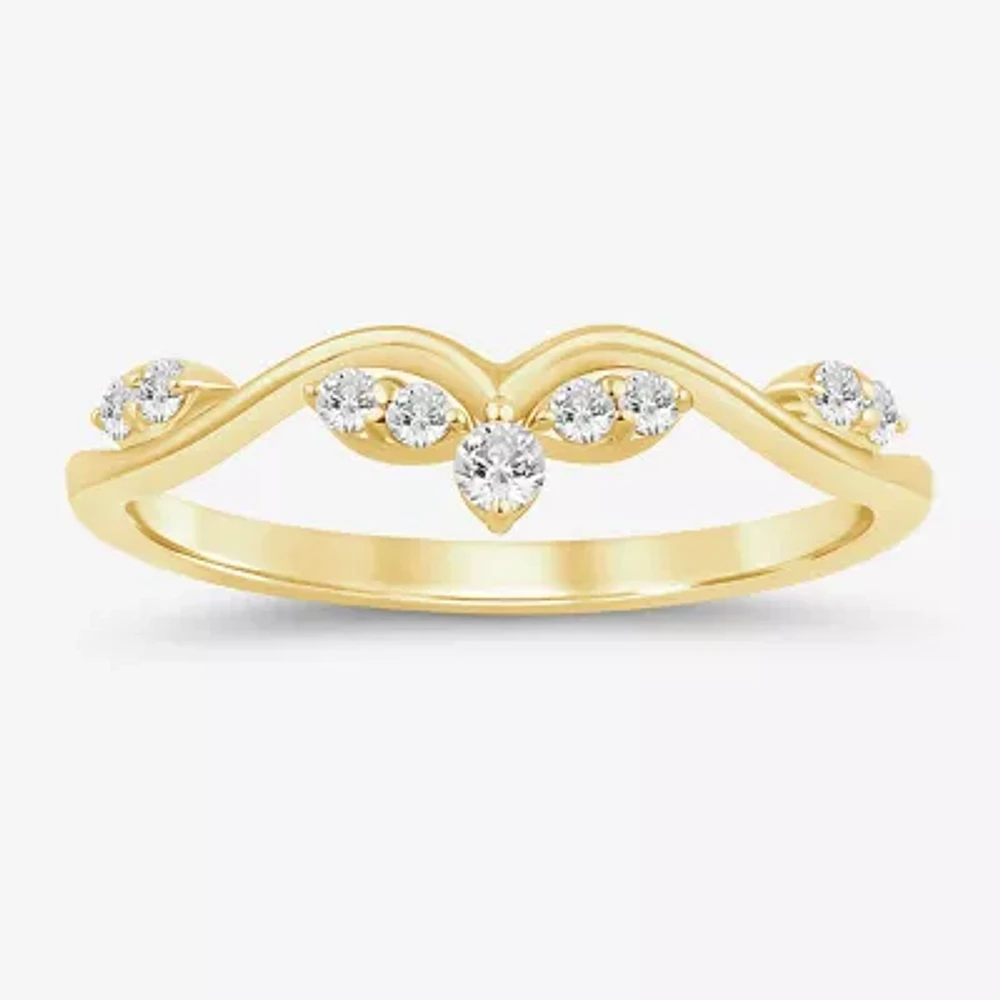 (I / Si2) Womens 1/6 CT. T.W. Lab Grown White Diamond 10K Gold Wedding Band
