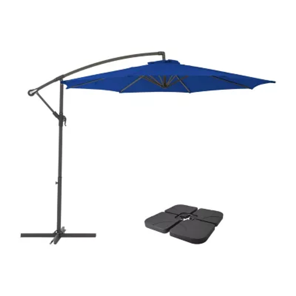 9.5-Foot UV Resistant Offset Patio Umbrella with Base Weights