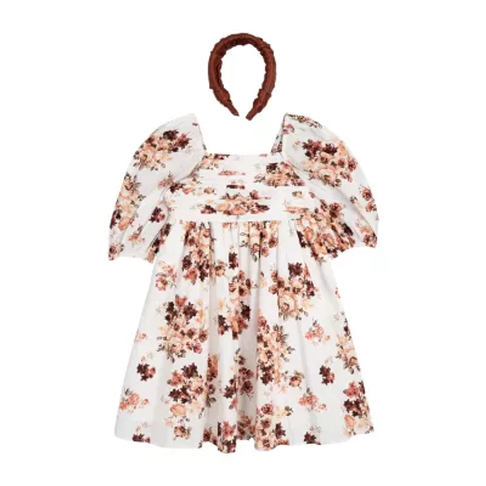 Rare Editions Big Kid Girls 3/4 Sleeve Puffed A-Line Dress
