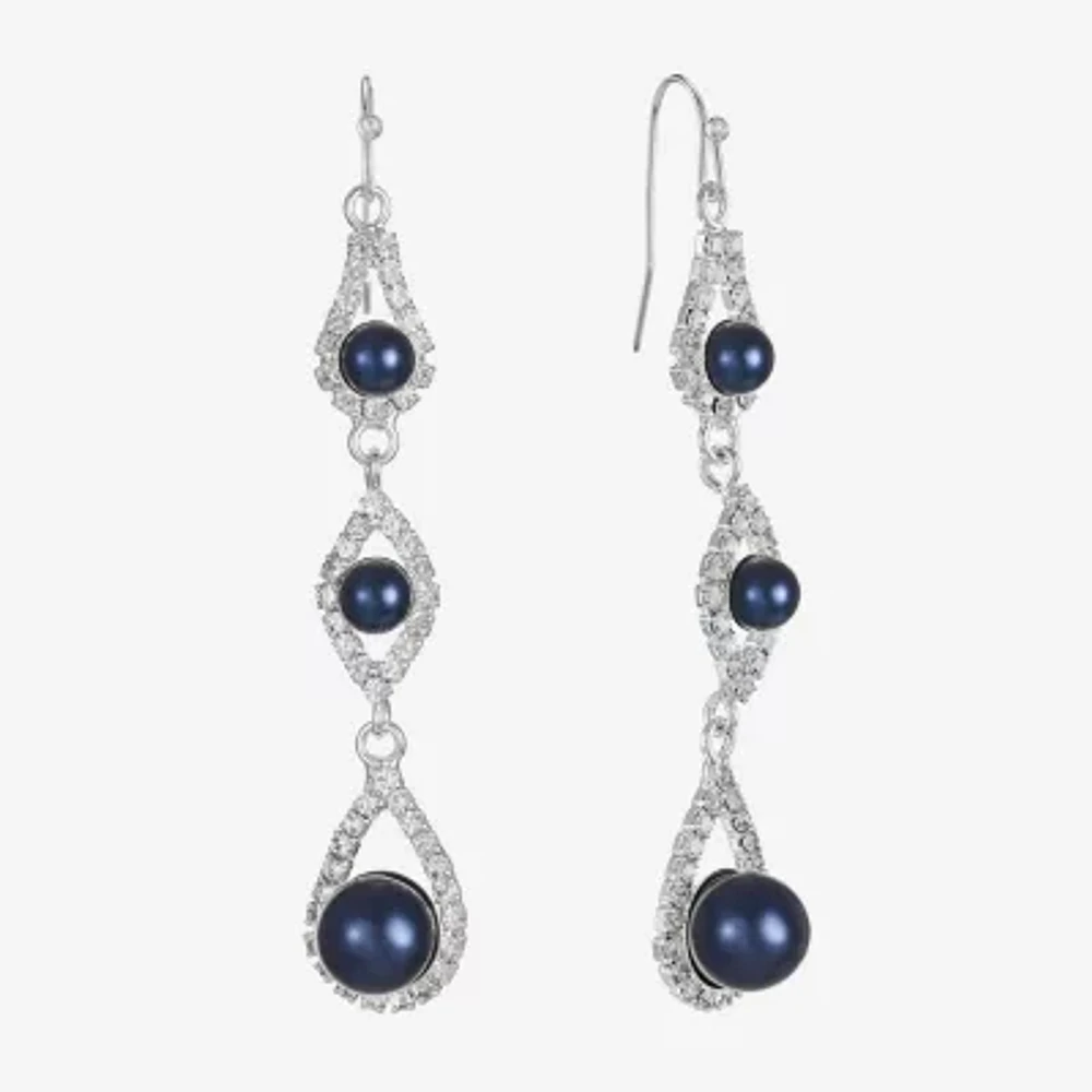 Monet Jewelry Timeless Linear Womens Simulated Pearl Round Drop Earrings