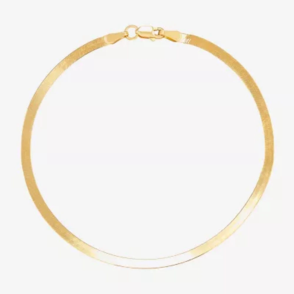 Made in Italy Womens 10K Gold 7.25 Inch Solid Herringbone Chain Bracelet