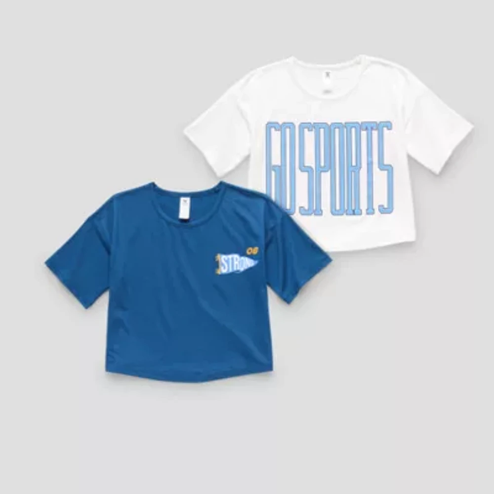 Xersion Little & Big Kid Girls Crew Neck Short Sleeve Modern Fit 2-pc. Graphic T-Shirt
