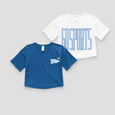 Xersion Little & Big Kid Girls Crew Neck Short Sleeve Modern Fit 2-pc. Graphic T-Shirt