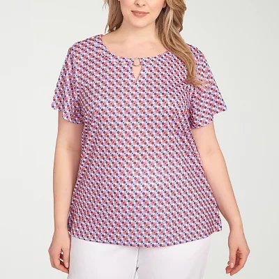 Hearts Of Palm Womens Crew Neck Short Sleeve Plus T-Shirt