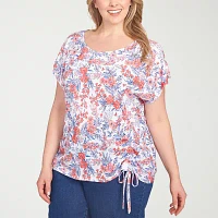 Hearts Of Palm Womens Round Neck Short Sleeve Plus T-Shirt