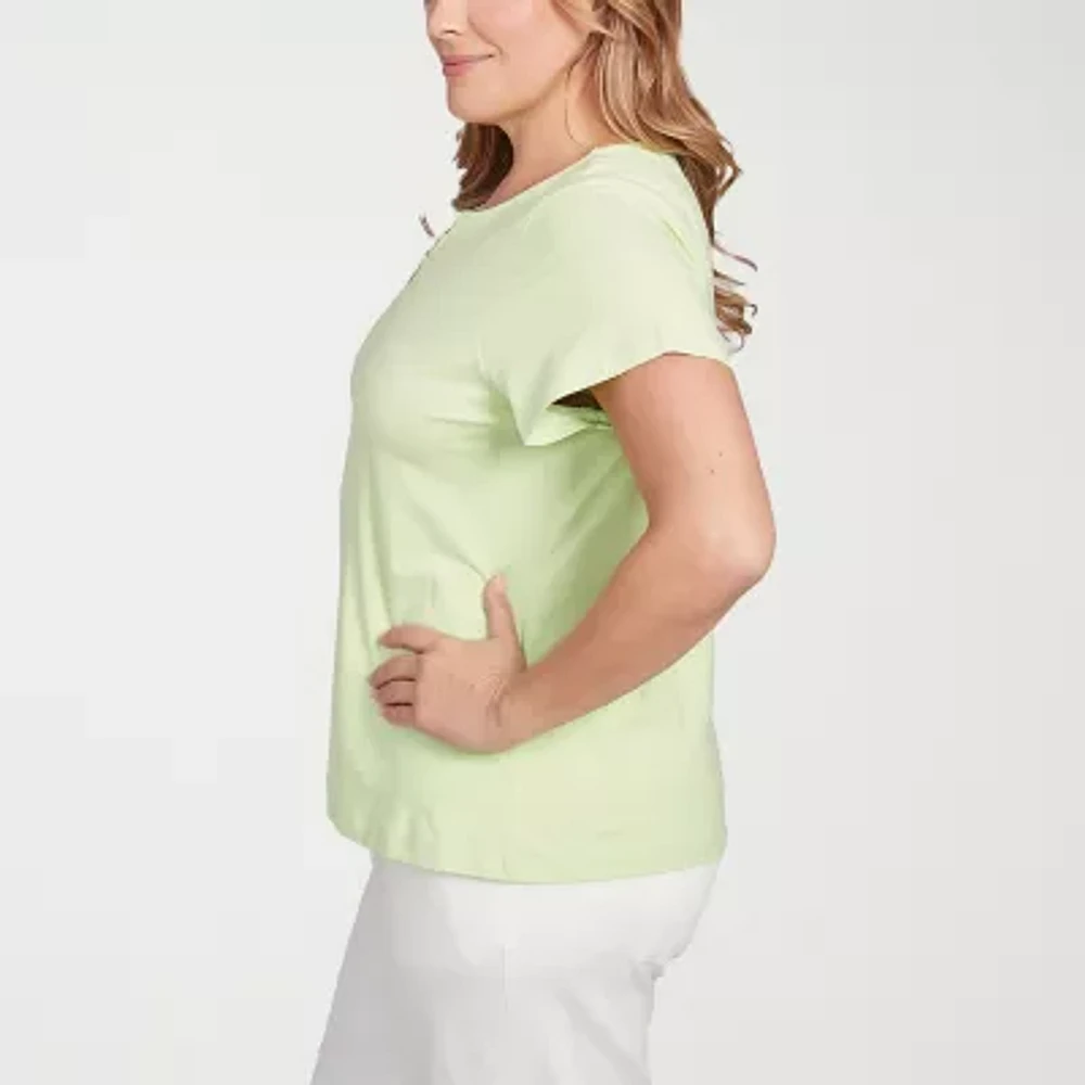 Hearts Of Palm Womens Keyhole Neck Short Sleeve Plus T-Shirt