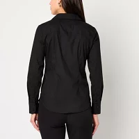 Worthington Womens Long Sleeve Cuffed Modern Fit Button-Down Shirt
