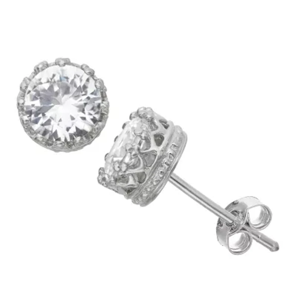 Lab-Created White Sapphire Sterling Silver Earrings