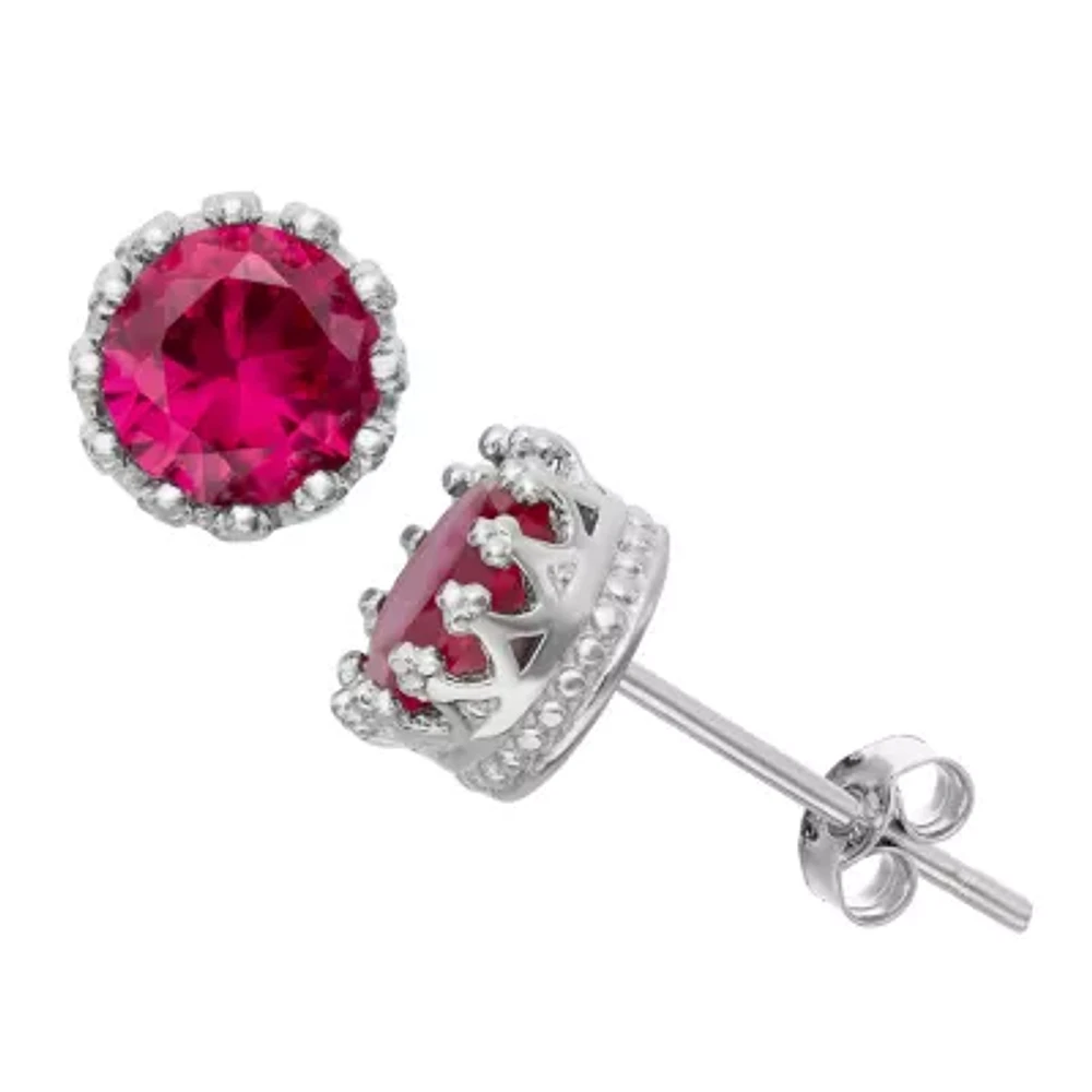 Lab-Created Ruby Sterling Silver Earrings