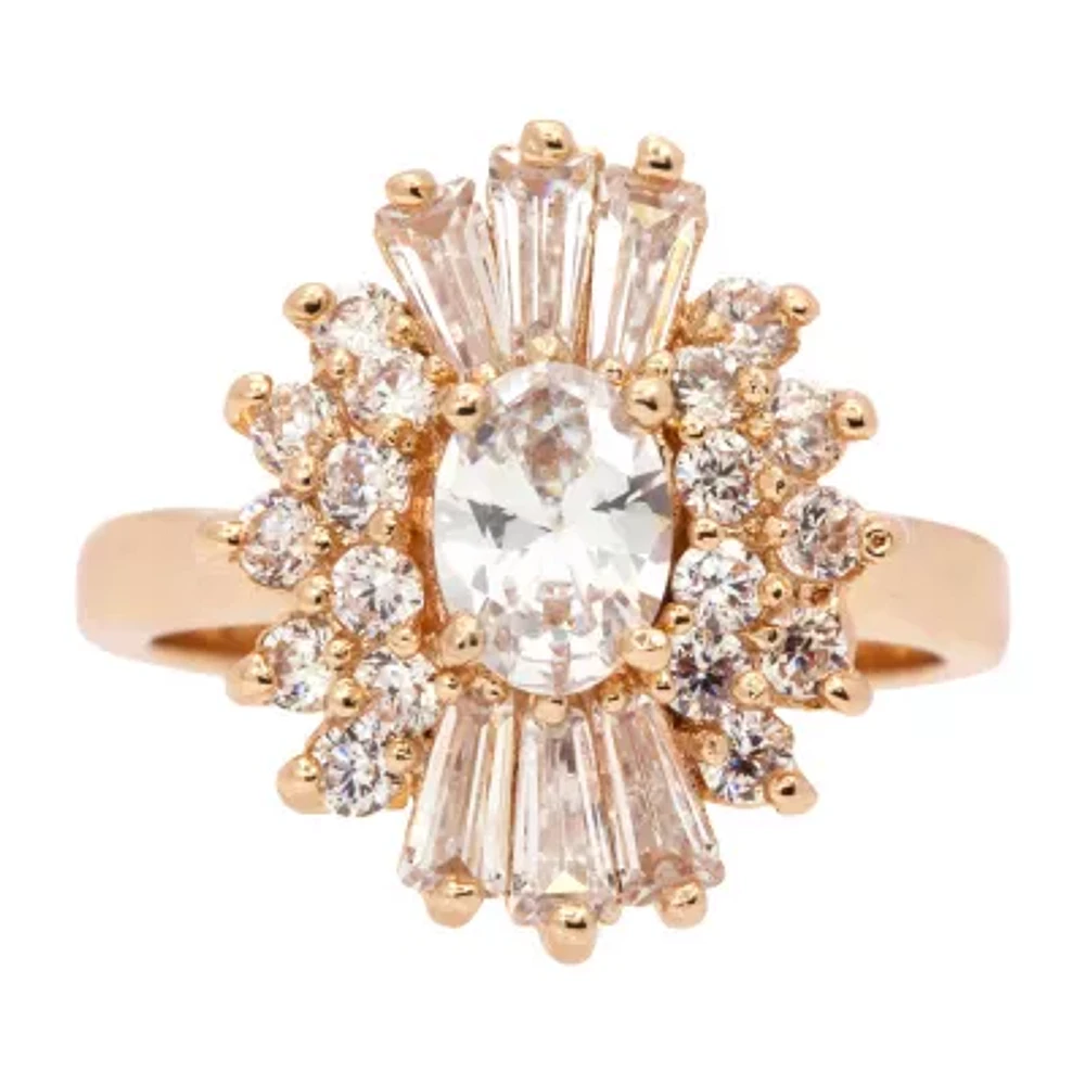 Sparkle Allure Womens Cubic Zirconia 14K Gold Over Brass Hypoallergenic Cocktail Ring