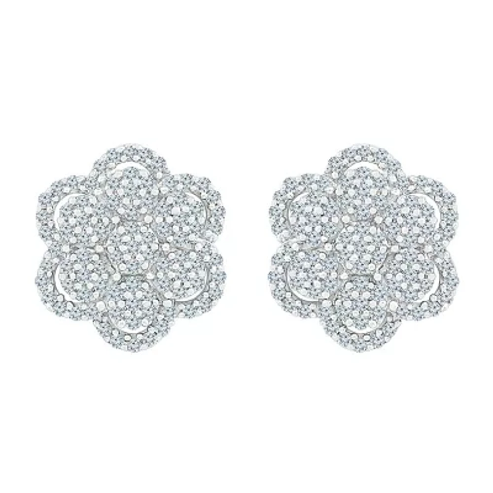 1/3 CT. T.W. Natural White Diamond 10K White Gold 11.5mm Stud Earrings