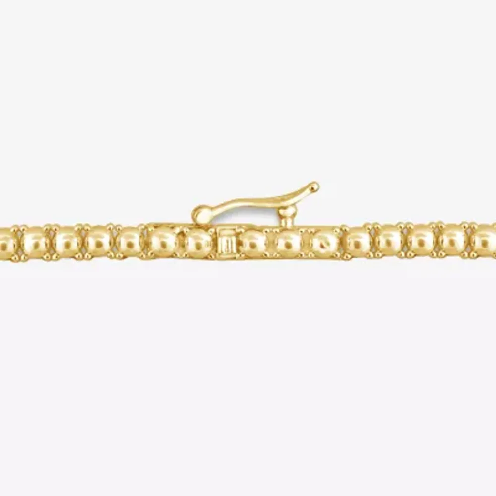 Mens White Diamond 10K Gold 24 Inch Tennis Necklace